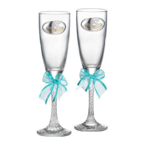 Pahare Sampanie 50 Ani Casatorie Medalion Argint Pahare Sampanie 50 Ani Casatorie Medalion Argint