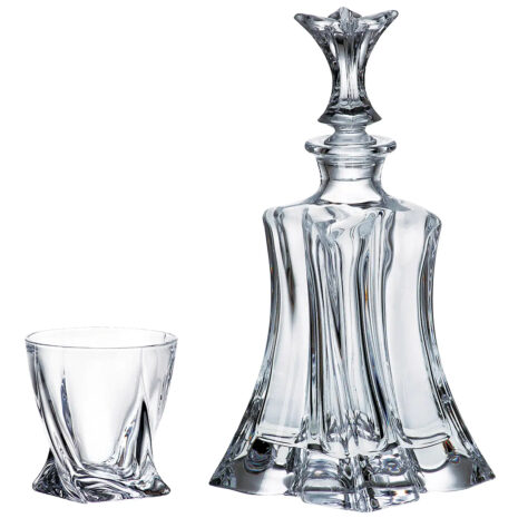 Set 6 Pahare Whisky cu Decantor Bohemia Florale