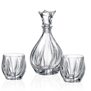 Set 6 Pahare Whisky cu Decantor Cristal Bohemia Bromelias