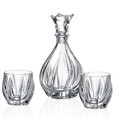 Set 6 Pahare Whisky cu Decantor Cristal Bohemia Bromelias