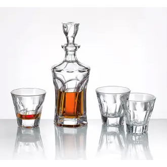 Set 6 Pahare Whisky cu Decantor Bohemia Apollo