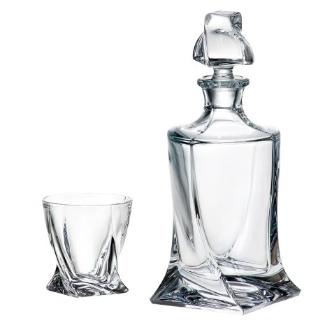 Set 6 Pahare Whisky cu Decantor Bohemia Quadro