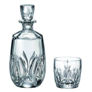 Set 6 Pahare Whisky cu Decantor Cristal Bohemia Fire