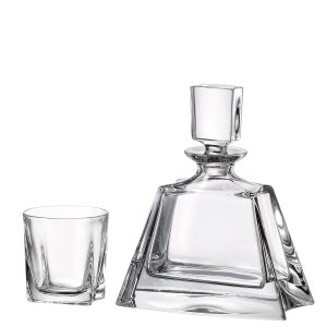 Set 6 Pahare Whisky cu Decantor Cristal Bohemia Kathrene