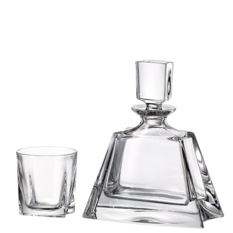 Set 6 Pahare Whisky cu Decantor Cristal Bohemia Kathrene