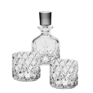 Set 2 Pahare Whisky cu Decantor Cristal Bohemia Minister