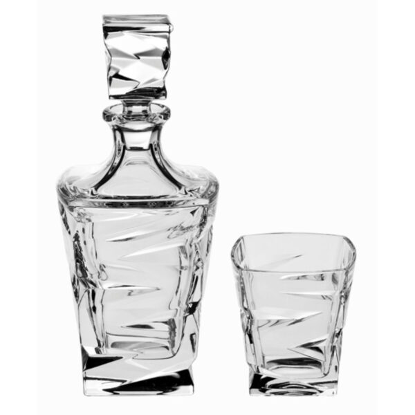 Set 6 Pahare Whisky cu Decantor Cristal Bohemia Zig Zag