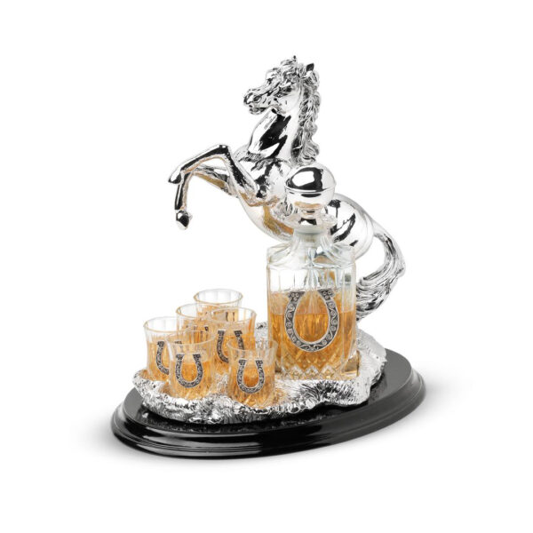 Set 6 Pahare Whisky cu Decantor Potcoava Horse by Chinelli