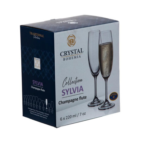 Pahare pentru sampanie de la Bohemia Sylvia 220 ml cutie