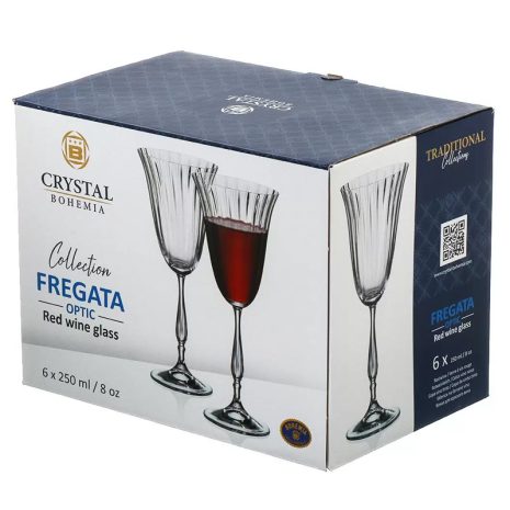 Pahare Vin Rosu Bohemia Fregata Optic 250 ml