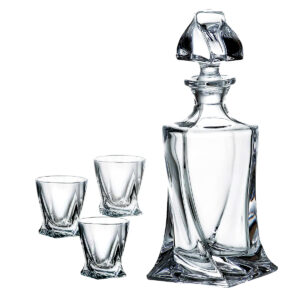 Set 6 Pahare cu Decantor Cristal Bohemia Lichior Quadro