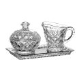 Set Servire Cafea Cristal Bohemia Cana Lapte Zaharnita Tava