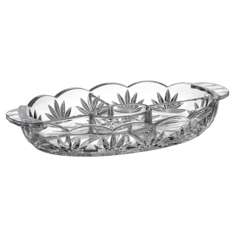 Platou Cristal Bohemia 40.5cm cu Capac 2 Platou Cristal Bohemia 40.5cm cu Capac