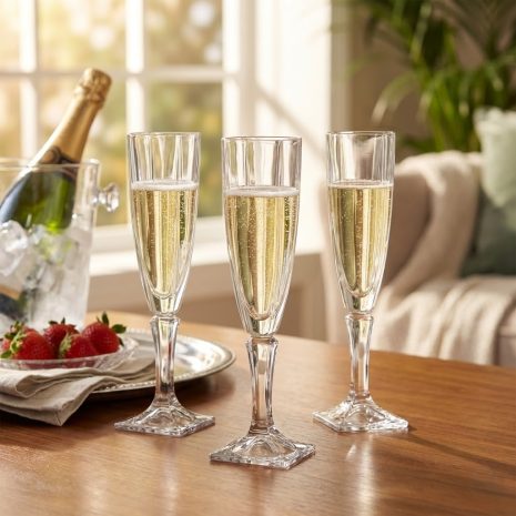 Set 6 Pahare Sampanie Cristal Bohemia 140ml Arezzo Editie Limitata