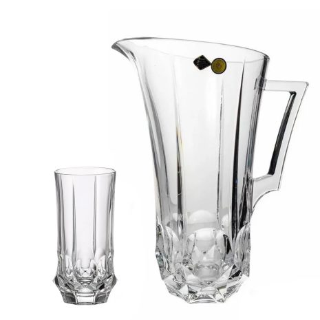 Set 6 Pahare Apa cu Carafa Cristal Bohemia Soho