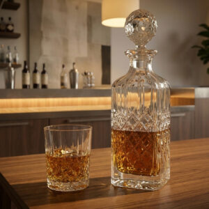 Set 6 Pahare Whisky cu Sticla Cristal Bohemia Angela