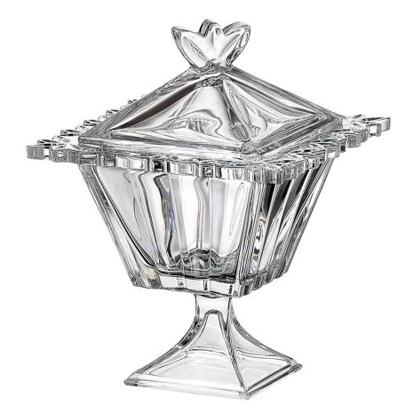 Bomboniera Cristal Bohemia cu Picior Pierced 16 cm