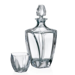Set 6 Pahare Whisky cu Sticla din Cristal Bohemia Neptune
