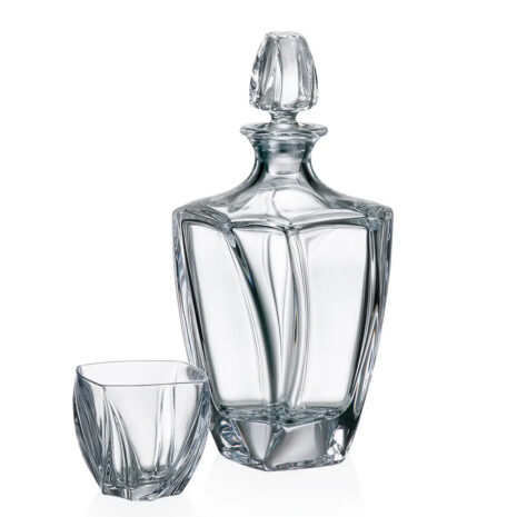 Set 6 Pahare Whisky cu Sticla din Cristal Bohemia Neptune