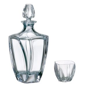 Set 6 Pahare Whisky cu Sticla din Cristal Bohemia Neptune