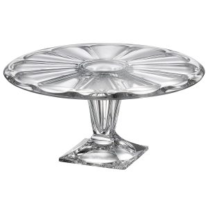 Platou Cristal Bohemia cu Picior Panel 34 cm