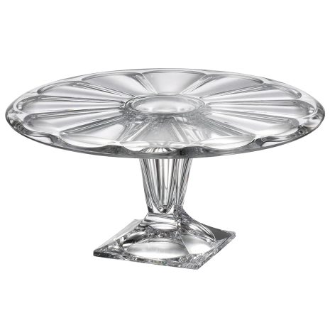 Platou Cristal Bohemia cu Picior Panel 34 cm