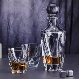 Set 6 Pahare Whisky cu Sticla Cristal Bohemia Barley