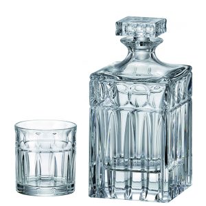 Set 6 Pahare Whisky cu Decantor Cristal Bohemia Paul