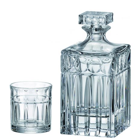 Set 6 Pahare Whisky cu Decantor Cristal Bohemia Paul