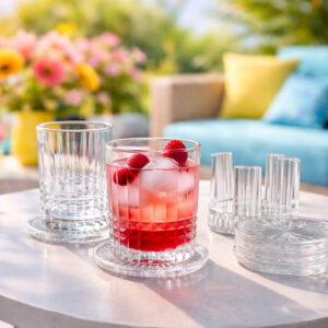 Set Suport Pahare si Sticla din Cristal Bohemia