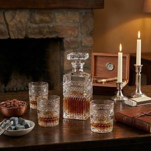 Set 12 Pahare Whisky cu Sticla Cristal Bohemia Diana