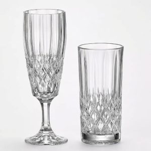 Set 12 Pahare Apa si Sampanie din Cristal Bohemia Angela