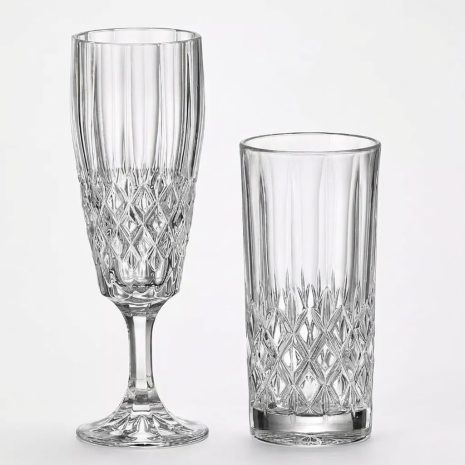 Set 12 Pahare Apa si Sampanie din Cristal Bohemia Angela