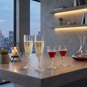 Set 12 Pahare Sampanie Aperitiv din Cristal de Bohemia Angela