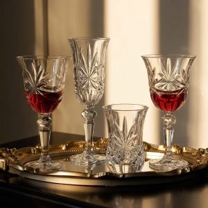 Set 24 Pahare Vin Sampanie Aperitiv Cristal Bohemia Lorey Ribbon