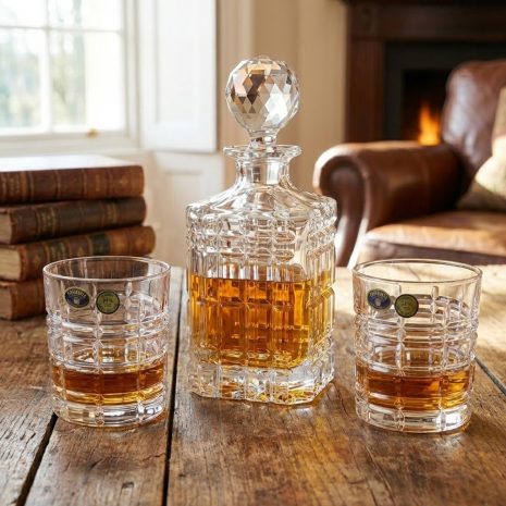 Set 6 Pahare Whisky cu Sticla Cristal Bohemia Kensington
