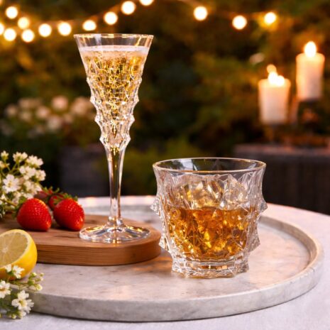 Set 12 Pahare Whisky si Sampanie Cristal Bohemia Fortune