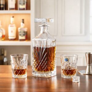 Set 6 Pahare Whisky cu Decantor Cristal Bohemia Elington
