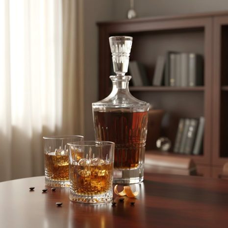 Set 6 Pahare Whisky cu Sticla Cristal Bohemia Vincent