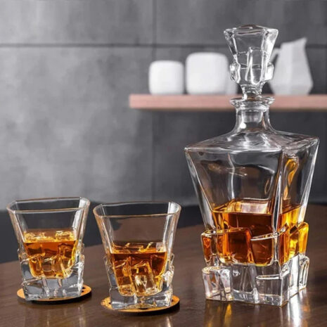 Set 6 Pahare Whisky cu Sticla Cristal Bohemia Crack, Colectia Crack Cristal Bohemia Set 6 Pahare Whisky cu Sticla Cristal Bohemia Crack, Colectia Crack Cristal Bohemia