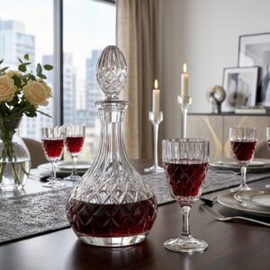 Set 6 Pahare de Vin cu Sticla din Cristal Bohemia Angela