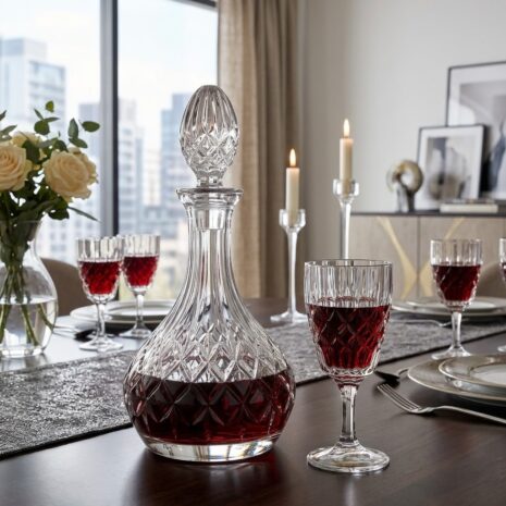 Set 6 Pahare de Vin cu Sticla din Cristal Bohemia Angela