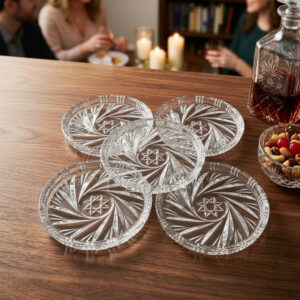 Set Suport Pahare din Cristal Bohemia 6 bucati - 9 cm