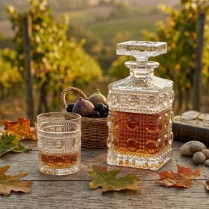 Set 6 Pahare Whisky cu Decantor din Cristal Bohemia Diamond Eyes