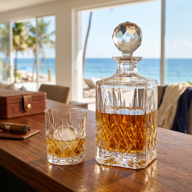 Set pahare whisky cu sticla din cristal Bohemia