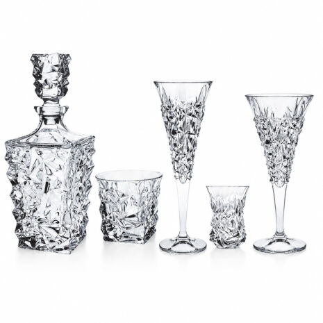 Set 24 Pahare Vin Sampanie Whisky Aperitiv cu Decantor Cristal Bohemia Glacier Set 24 Pahare Vin Sampanie Whisky Aperitiv cu Decantor Cristal Bohemia Glacier