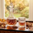 Set 6 Pahare Whisky cu Sticla din Cristal Bohemia Sheffield