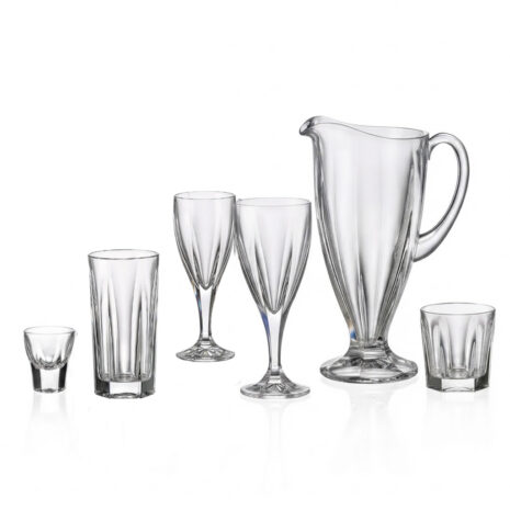 Set 30 Pahare Whisky Apa Vin si Shot cu Carafa Cristal Bohemia Victoria