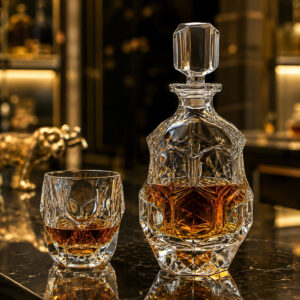 Set 6 Pahare Whisky cu Decantor din Cristal Bohemia Lunar