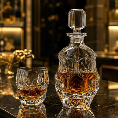 Set 6 Pahare Whisky cu Decantor din Cristal Bohemia Lunar Set 6 Pahare Whisky cu Decantor din Cristal Bohemia Lunar